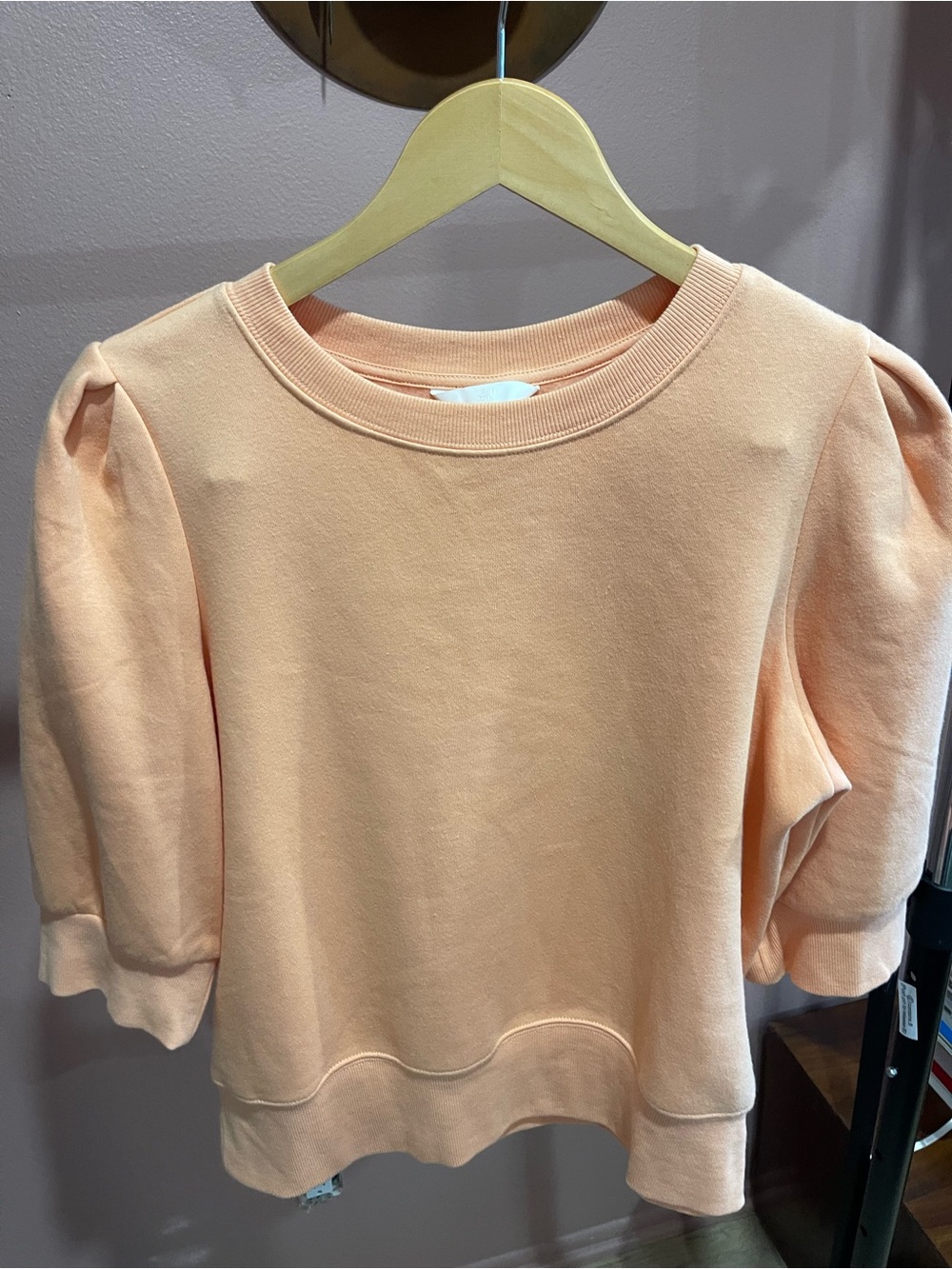 H&M Peach Puff Short-Sleeve Puff-Sleeve Sweatshirt